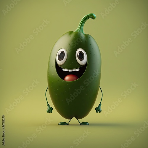 Cute Cartoon Jalapeño Chara...