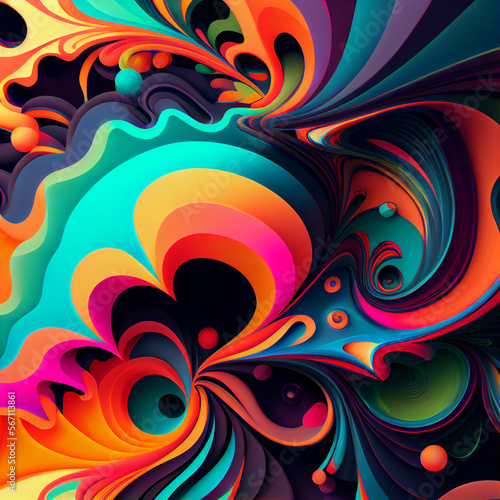 Multi-colored psychedelic abstraction 2d style. Generative AI.