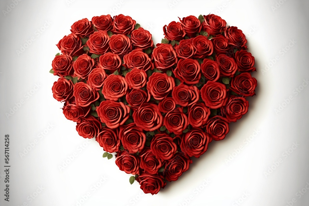 Heart shape covered with red roses Heart shape covered with red roses
