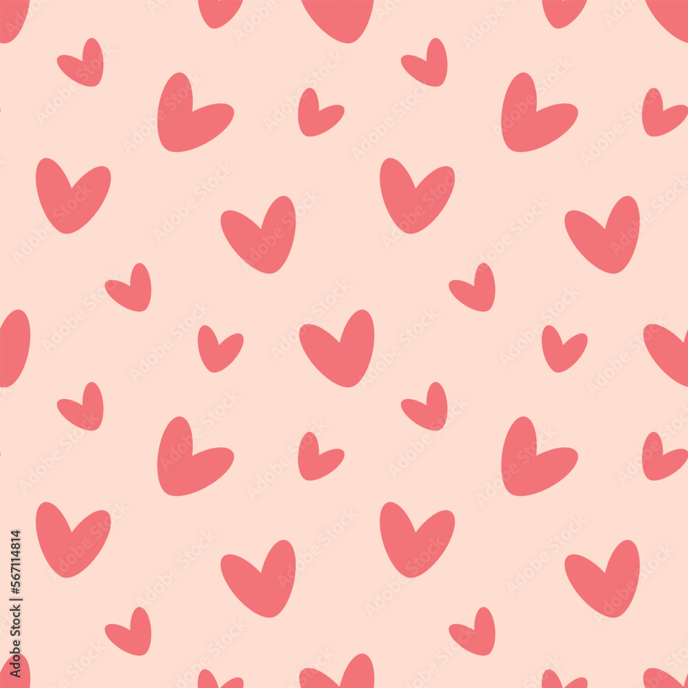 Doodle red heart seamless pattern. Happy Valentine's Day banner. Vector illustration. Doodle red heart seamless pattern. Happy Valentine's Day banner. Vector illustration.