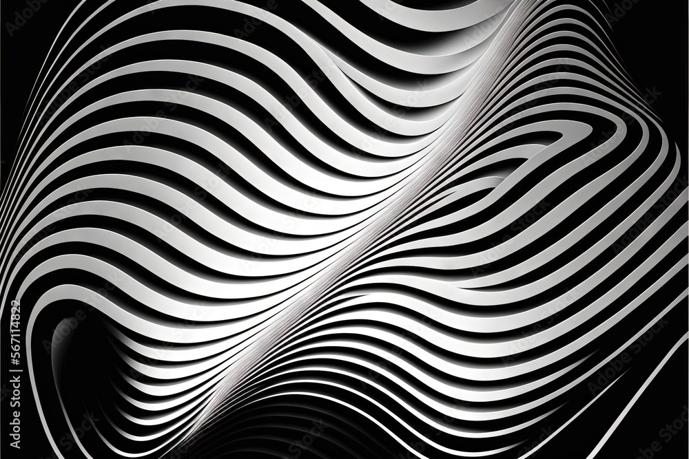 an abstract black and white background with wavy lines and curves in ...