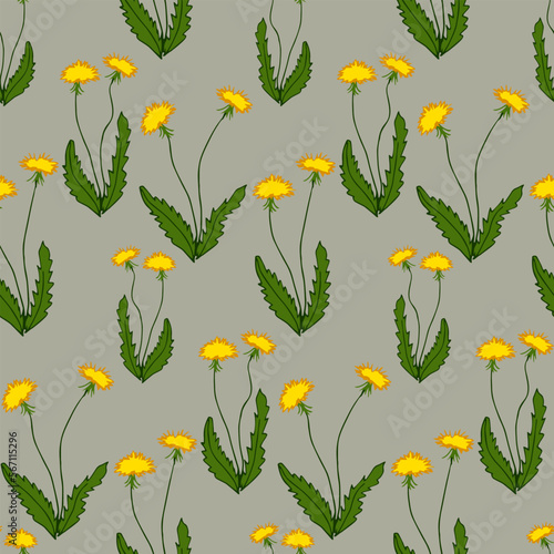 Vector pattern with dandelions. Composition of flowers. For print. © Ольга Мороз