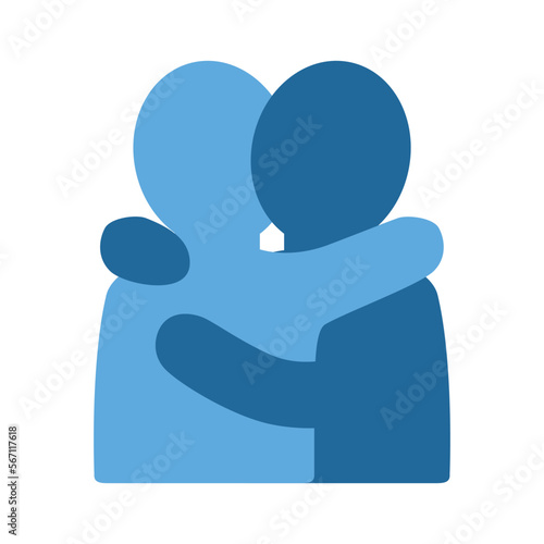 People Hugging vector flat emoji design. Isolated Two people hugging symbol sign. 