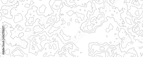 White topographic map background. Geographic abstract military patterns grid. The topo lines contour map with stylized height. Mountain trail terrain, terrain path. Vector illustration.