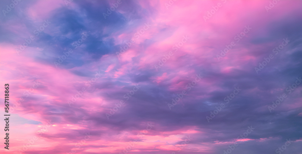Pink and purple clouds at sunrise