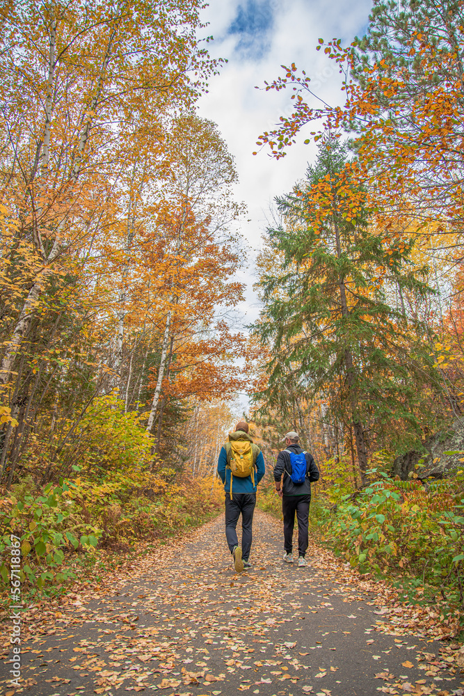 Two men hiking in Autumn Two men hiking in Autumn