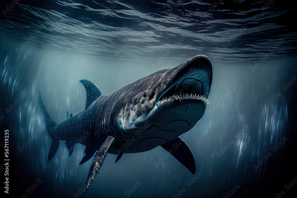 Naklejka premium Mosasaurus dinosaur, Generative AI