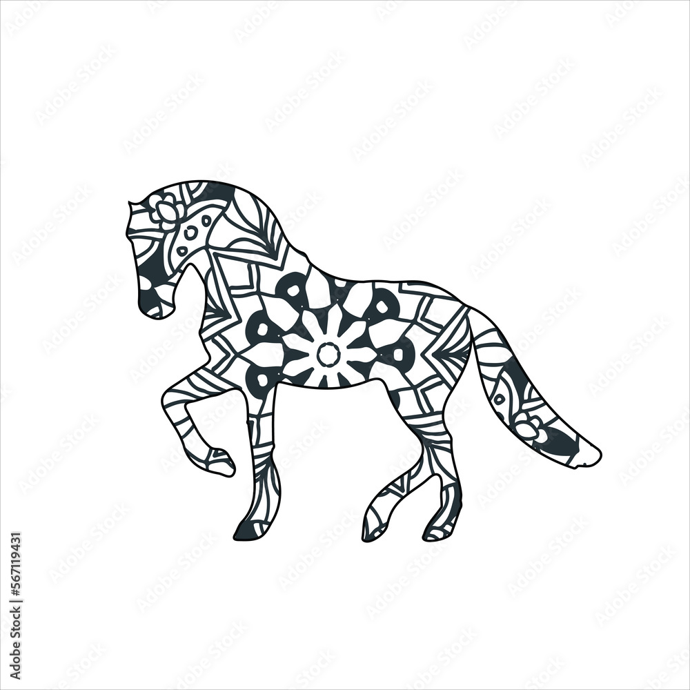 vector hand drawn animal mandala illustration