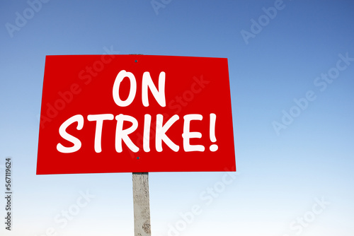 Canvas Print On strike, sign with slogan