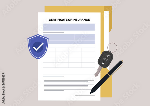 Certificate of insurance blank signed and secured, A legal document template