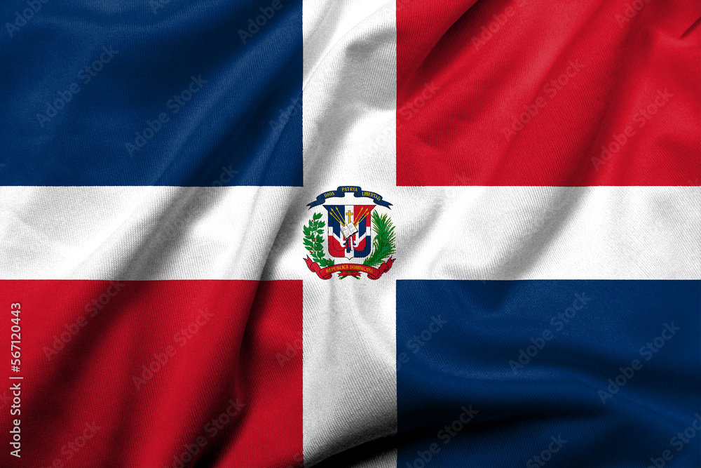 3D Flag of the Dominican Republic satin