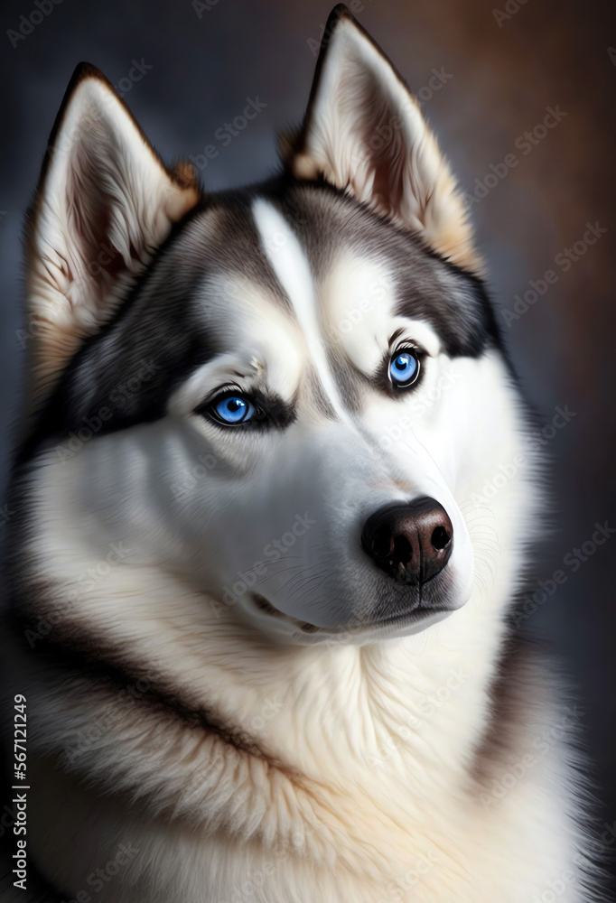 Husky dog mans best friend with beautiful blue eyes digital art 