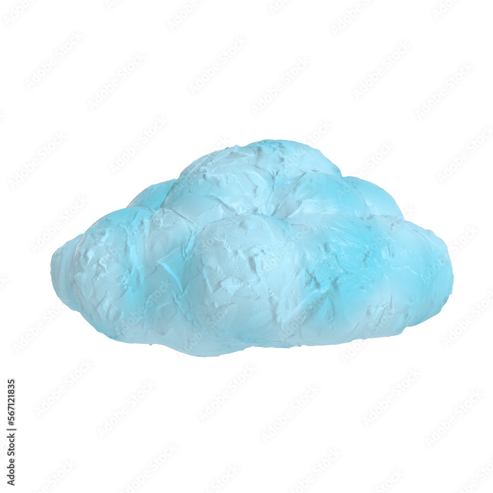Fototapeta premium Cartoon rain cloud from plasticine or clay isolated transparent background 3d rendering 