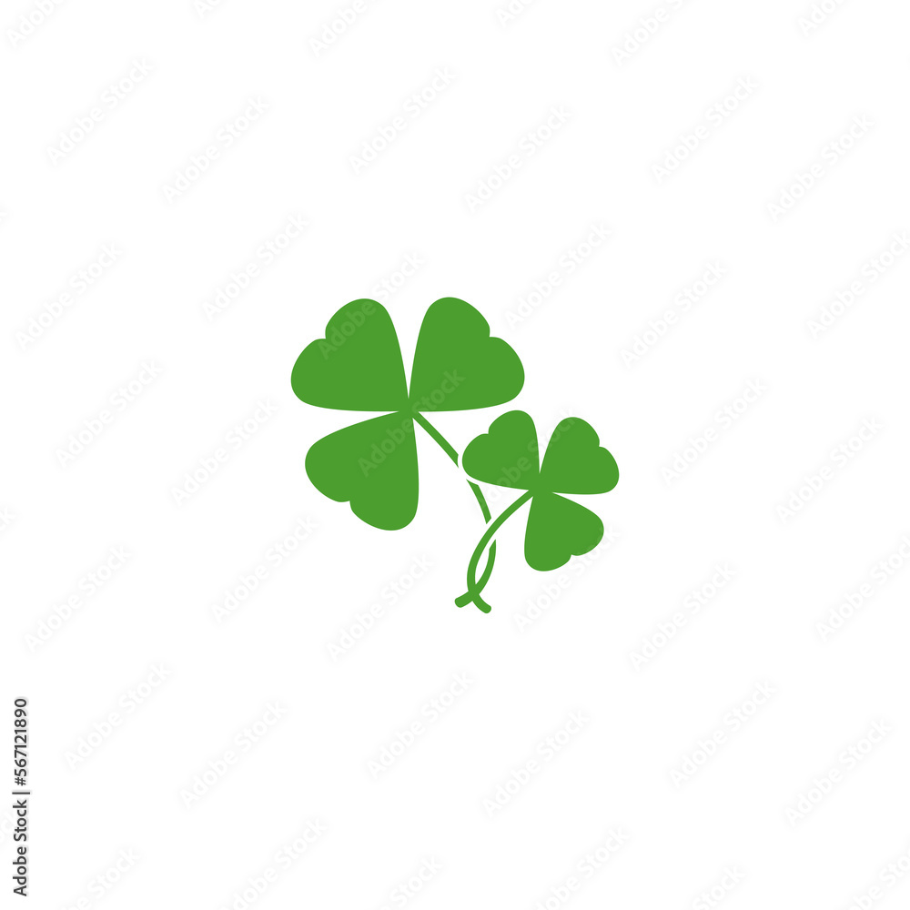 Green Shamrock illustration isolated on white. Good luck symbol. Clover three leaf flower. St Patrick day vector. Irish symbol.