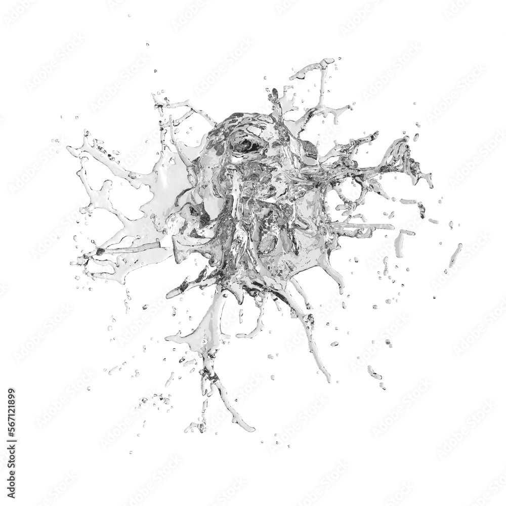 Obraz premium Water splash isolated transparent background 3d rendering 