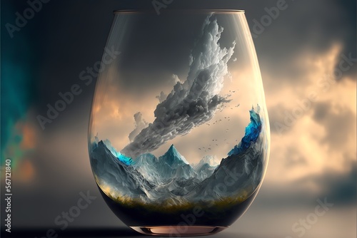 glass with cloud  pattern