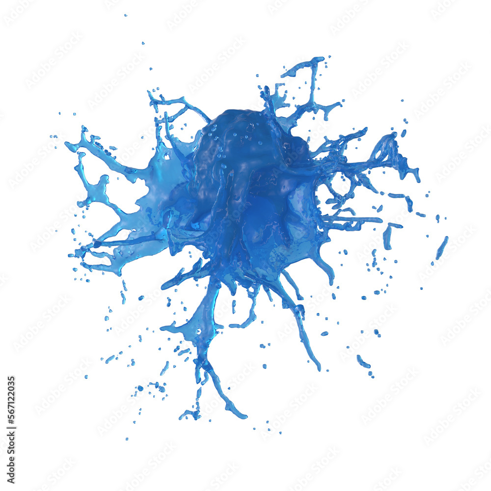 Color liquid splash isolated transparent background 3d rendering
