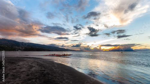 Matavai Bay at Pointe Venus, Tahiti, at sunset photo