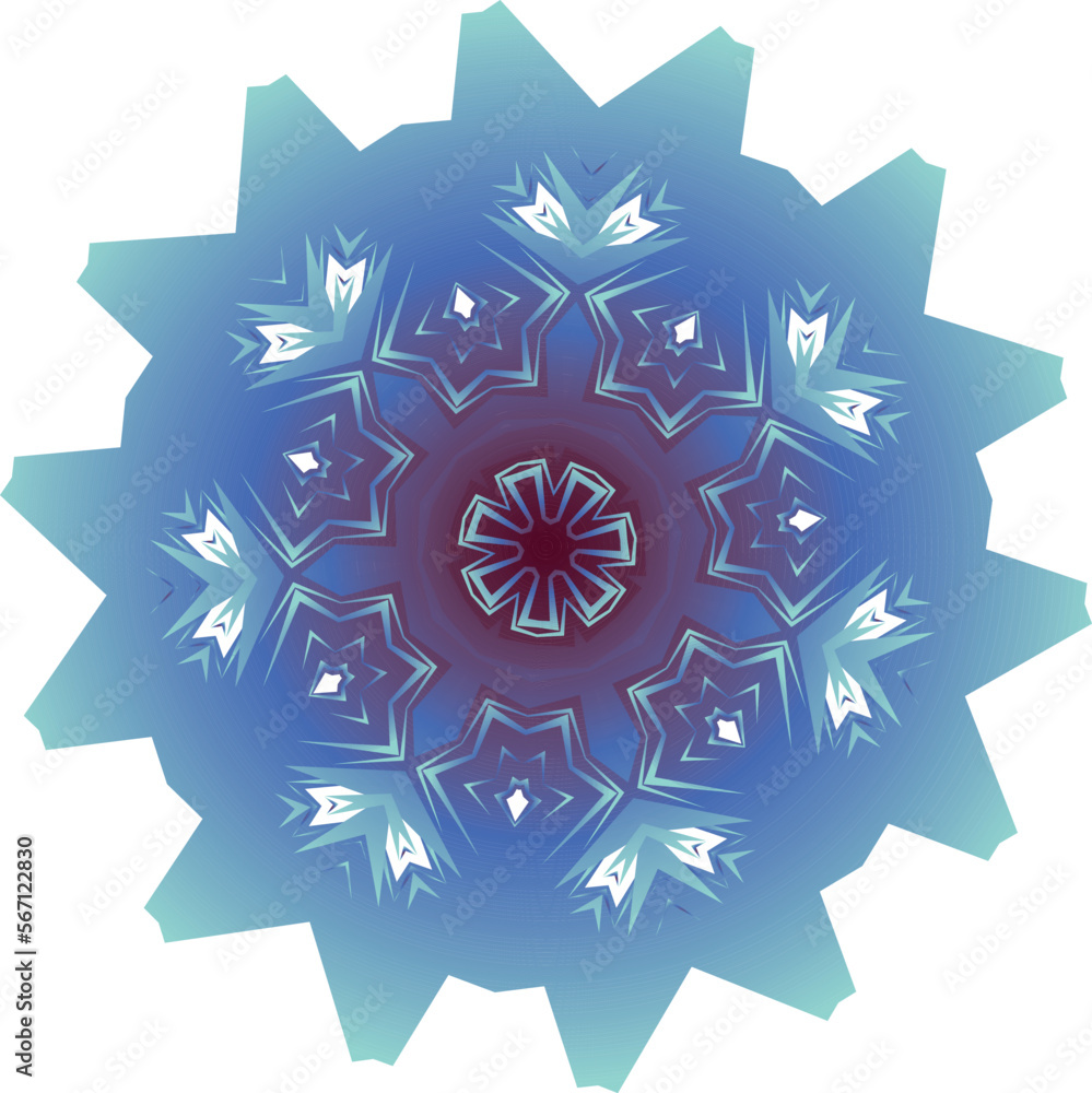 Decorative snowflake in shades of blue. Vector file for designs.