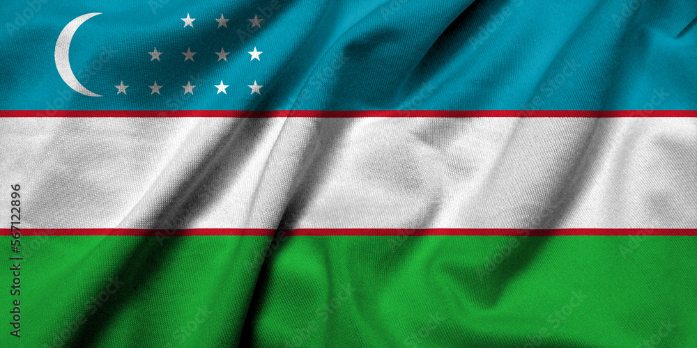 Obraz premium 3D Flag of Uzbekistan satin