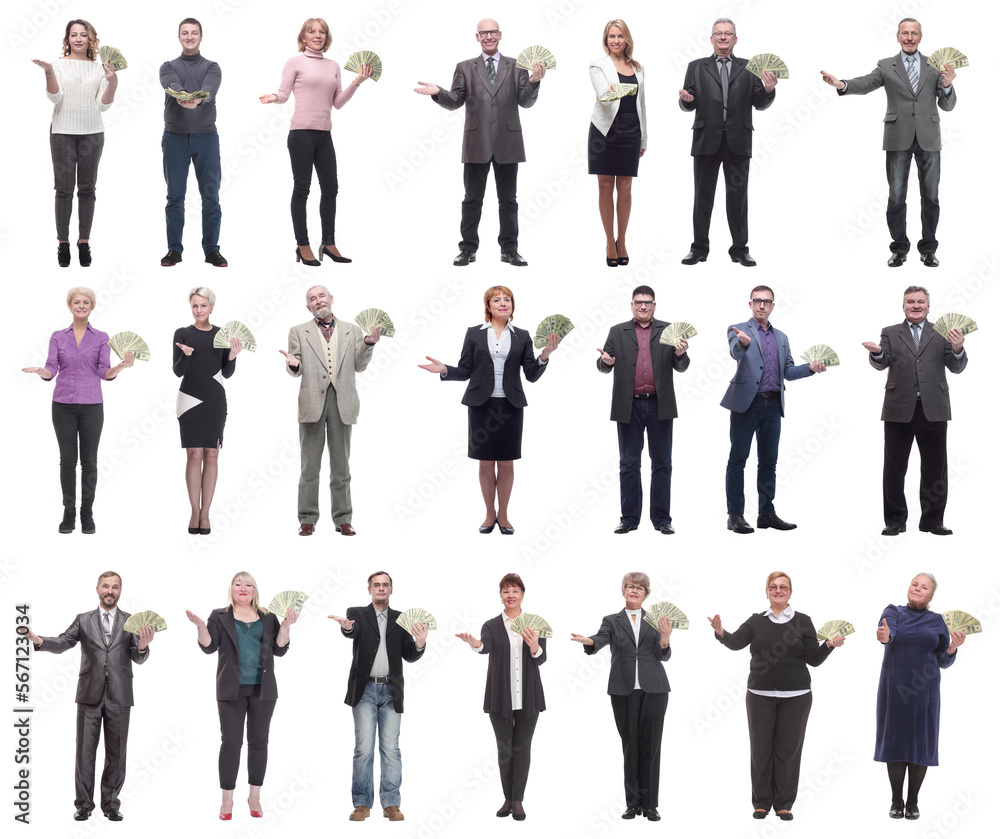 group of successful business people with money isolated group of successful business people with money isolated