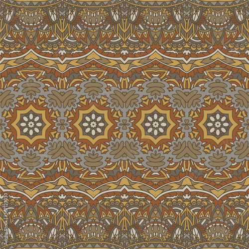 Bohemian repeat texture seamless pattern vector. Boho ornamental arabesque design for wallpaper and fabric.