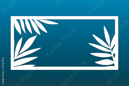 Laser cut. Decorative card for cutting. Ratio 2:3. Vector illustration of a laser cutting, plotter cutting, cutting dies and screen printing. Leaves foliage pattern