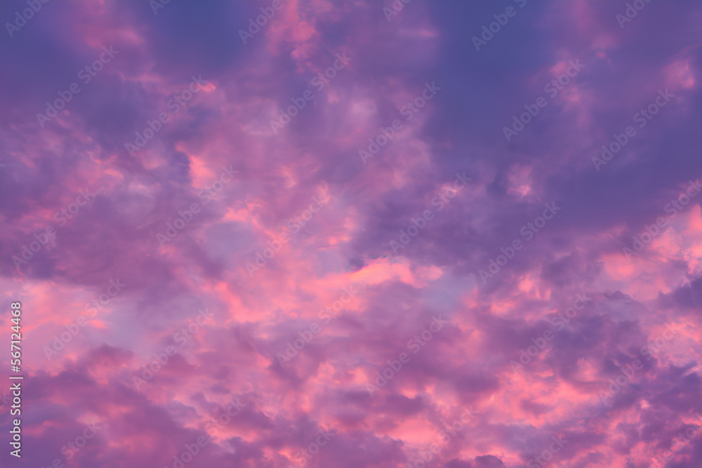 Clouds in the sky with pink and purple tones wallpaper