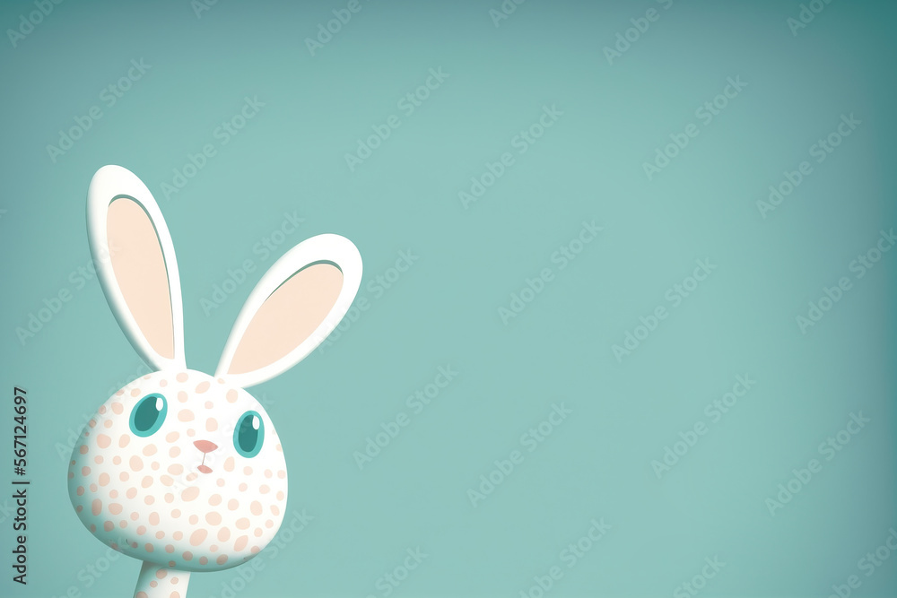 Obraz premium cartoon of white bunny with blue background, ai generated