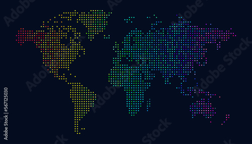World map with colorful bright dotted