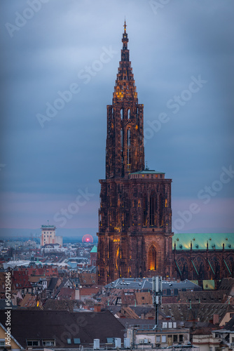 Skyline and Cathedral of Strasbourg in Strasbourg in France on January 2023