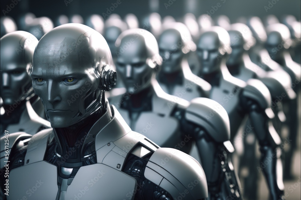 Fototapeta premium crowd of androids - ai-generated