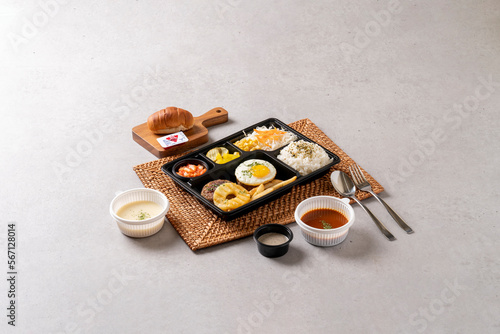 Korean food dishes Hamburg steak lunch box