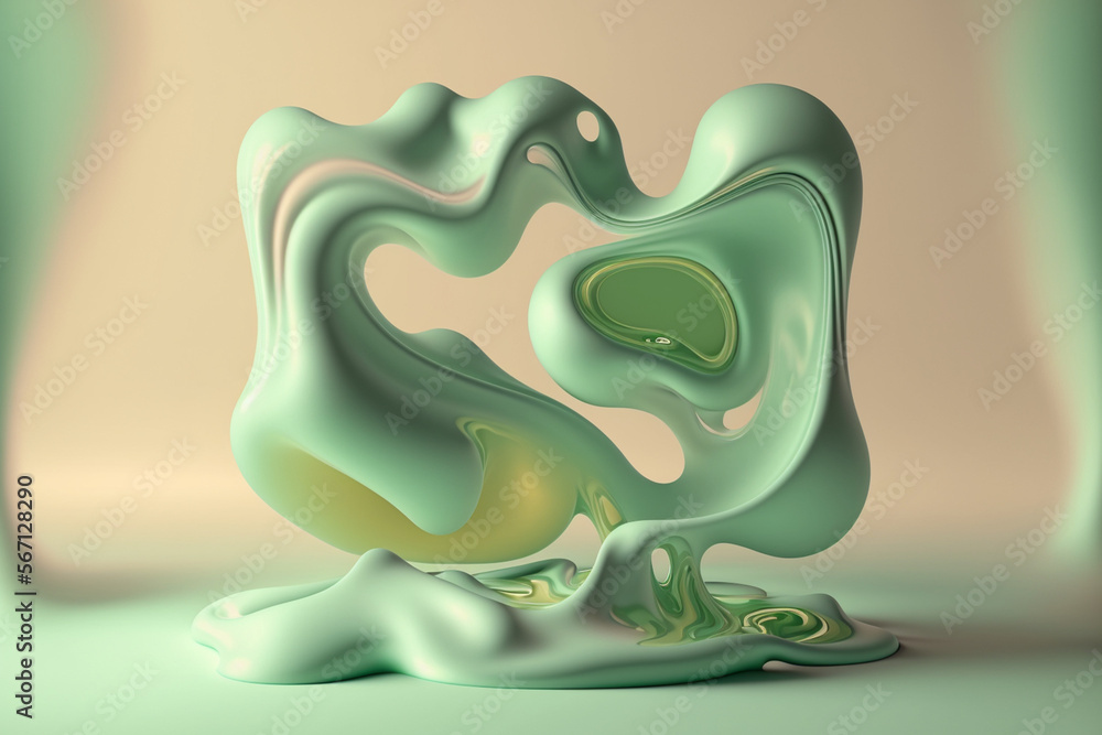 abstract pastel green liquid design made by generative ai