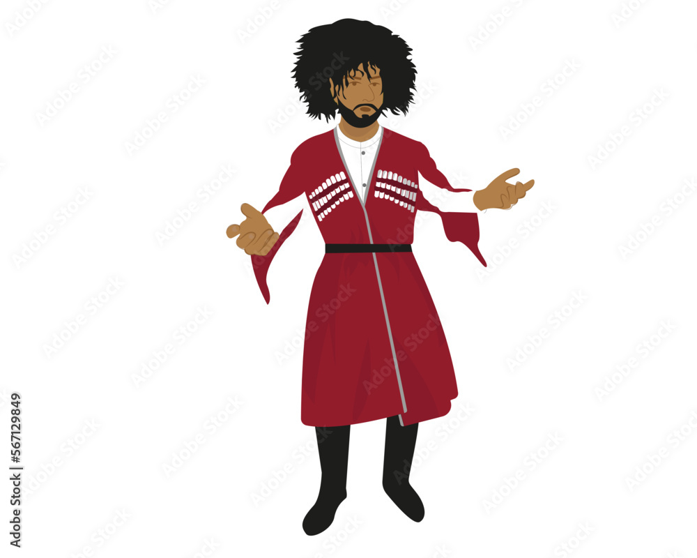 Caucasian man in national dress. Vector illustration Caucasian man in national dress. Vector illustration