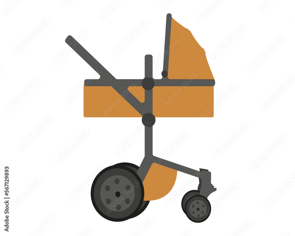 Yellow pram. Flat vector illustration Yellow pram. Flat vector illustration