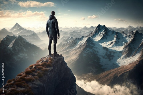 A man standing on a mountain top