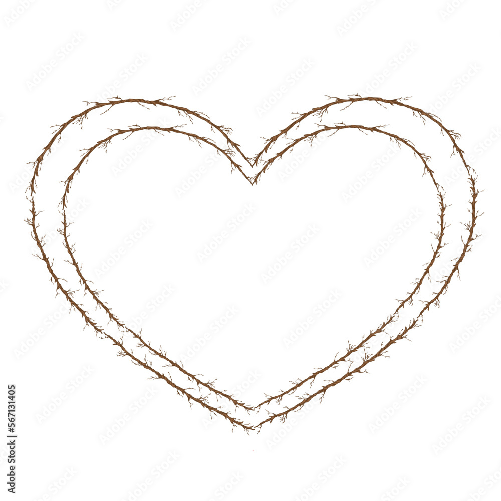 Heart shape with tree wooden branches Heart shape with tree wooden branches