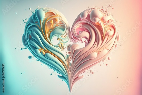 Valentine's Day illustration of heart in pastel colors generative ai