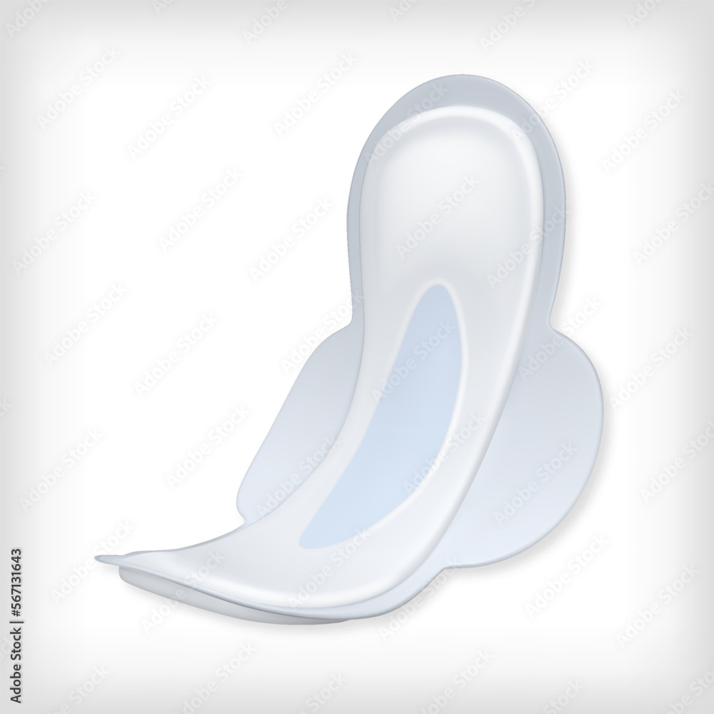 Realistic vector image of Sanitary napkins. Feminine hygienic pads with