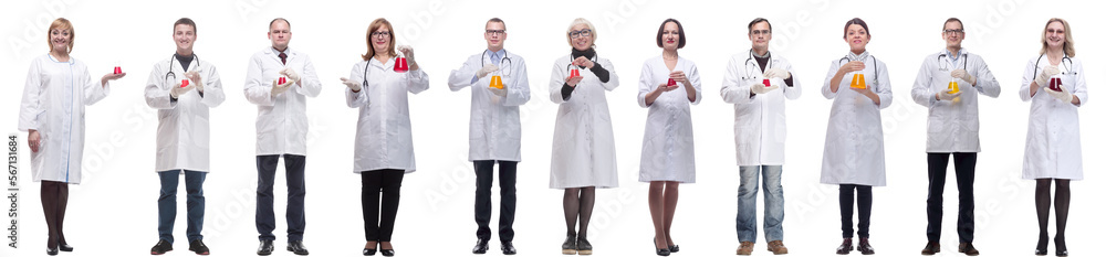 laboratory assistant holding a flask with liquid isolated laboratory assistant holding a flask with liquid isolated