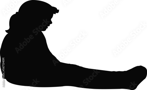 a cute girl sitting body silhouette vector