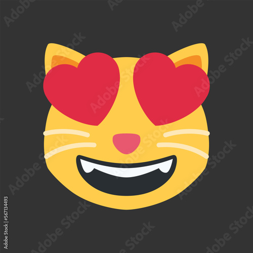 Smiling Cat with Heart-Eyes vector emoji design. Isolated sign of feelings of love, infatuation, and adoration symbol character sticker.