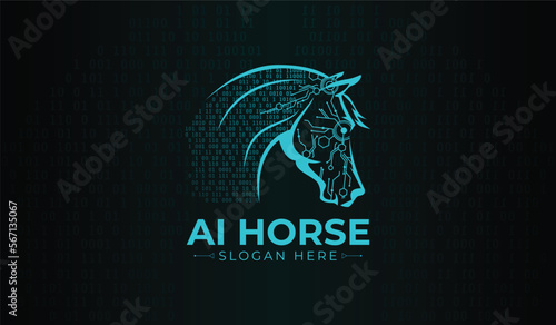 concept of a horse's head AI logo