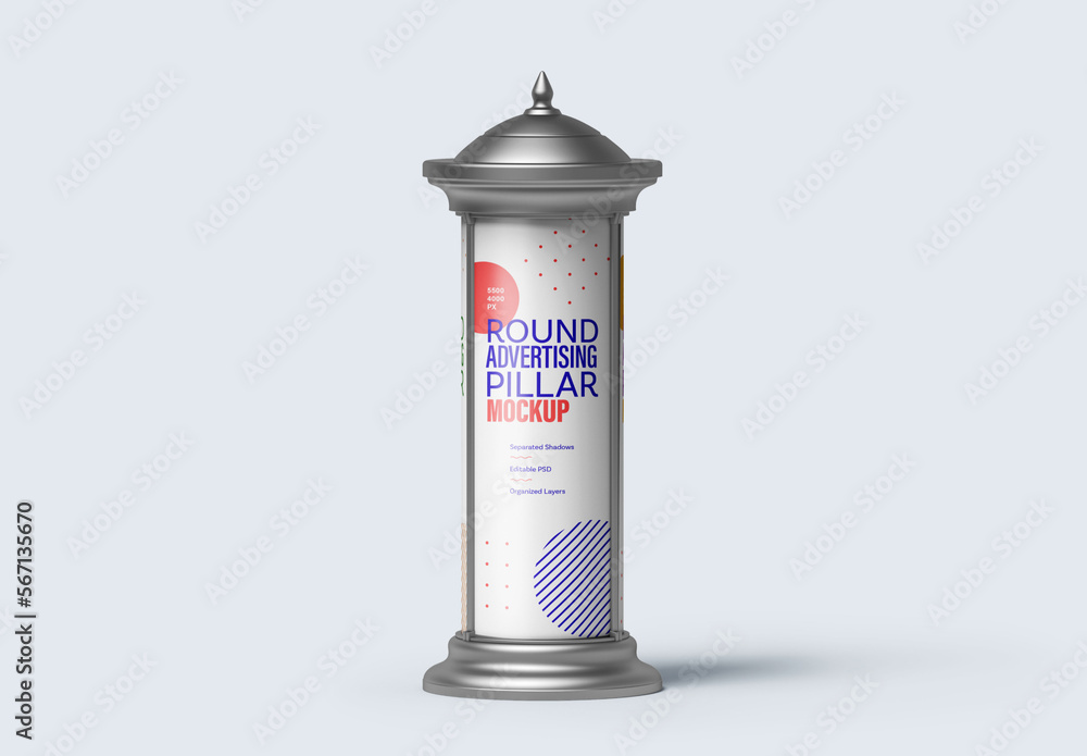 Round Street Advertising Column Mockup for Design and Branding Projects ...