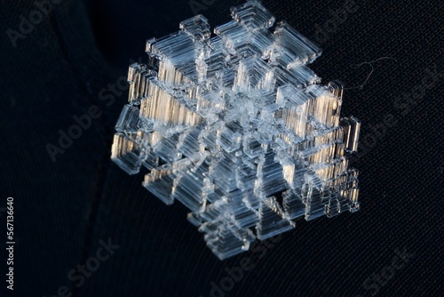 Frost Diamond Snowflake on Black Background