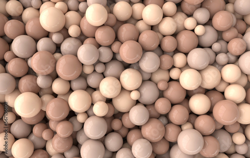 Abstract 3d rendering geometric background with beige spheres  beads