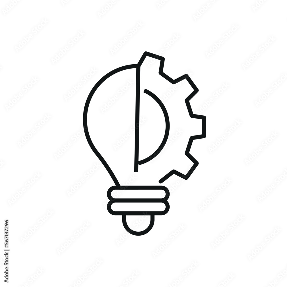 Gear and idea light bulb logo, vector .
Gear and idea light bulb logo, vector .