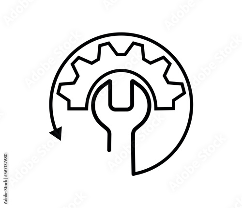 gear wrench symbol. Service tools icon on white background. Vector drawing.
