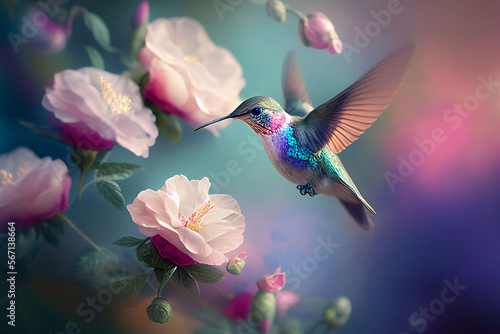 Hummingbird in Flight - Generative Ai © Ai Inspire